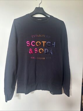 Scotch & Soda navy blue Crewneck with Multicolor Raised Logo
